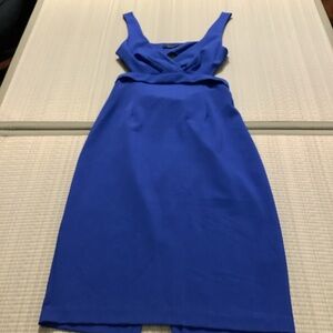 Elegant Blue Sleeveless Dress Black Halo cut out dress